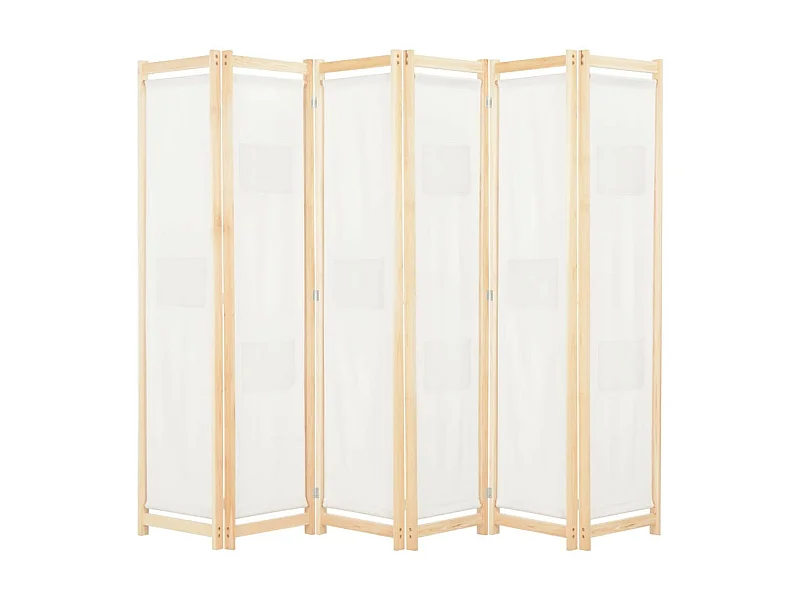 Cloison de séparation 6 panneaux Crème 240 x 170x4 Tissu