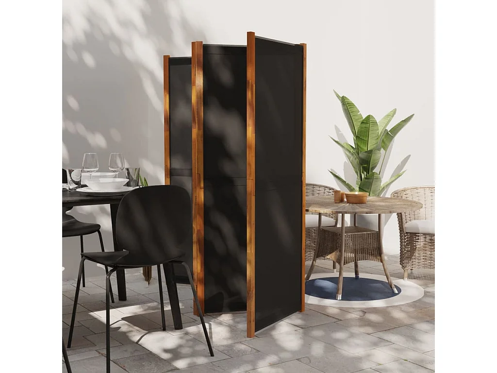 Cloison de séparation 4 panneaux Noir 280x180