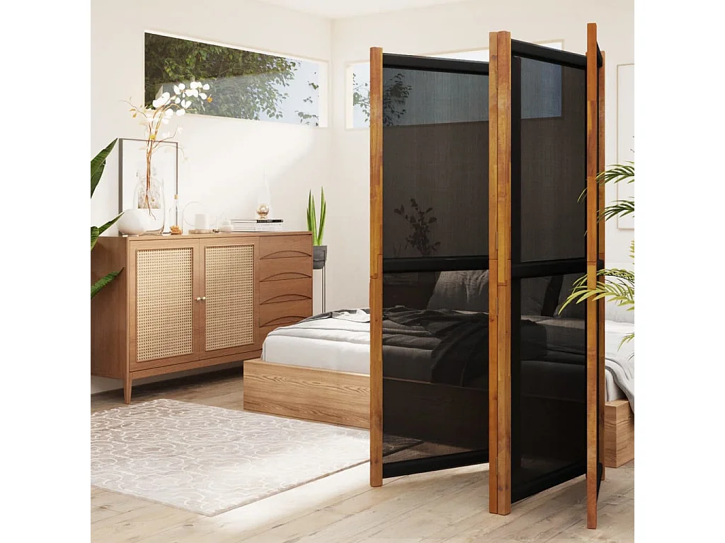 Cloison de séparation 4 panneaux Noir 280x180