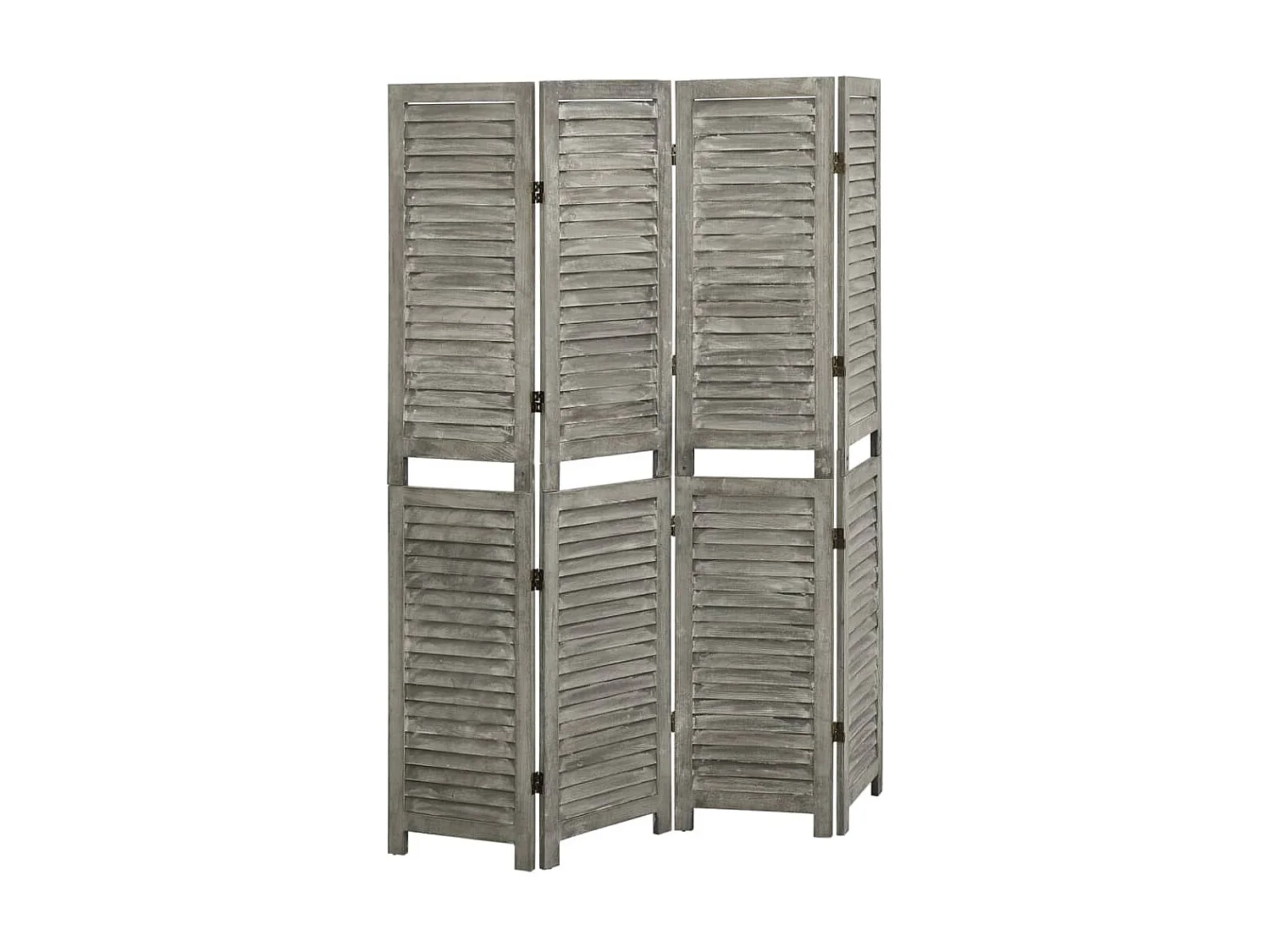 Cloison de séparation 4 panneaux Gris 143x166 Bois solide