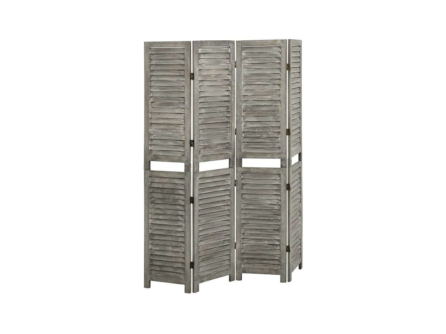 Cloison de séparation 4 panneaux Gris 143x166 Bois solide