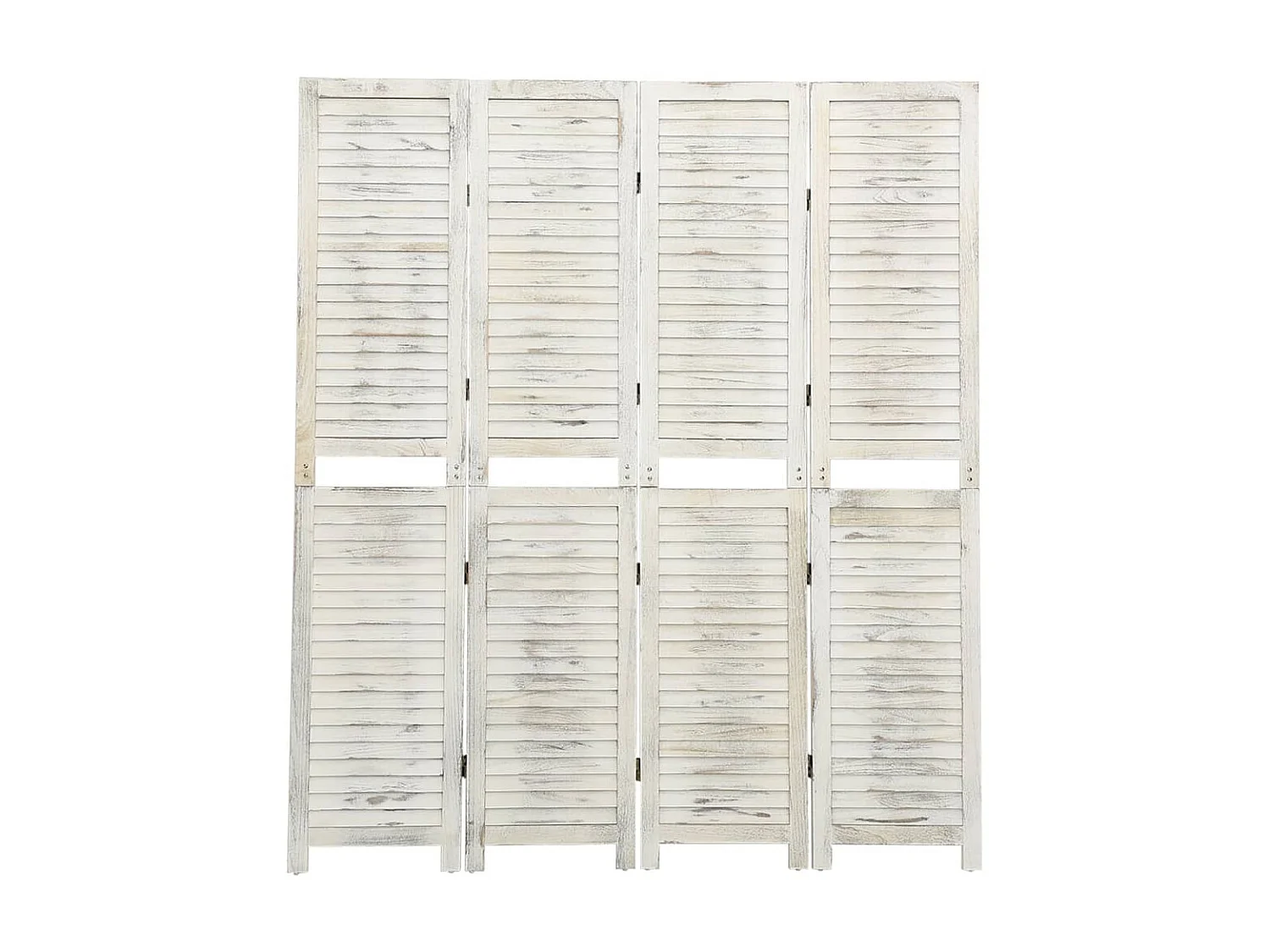 Cloison de séparation 4 panneaux Blanc antique 140x165 Bois