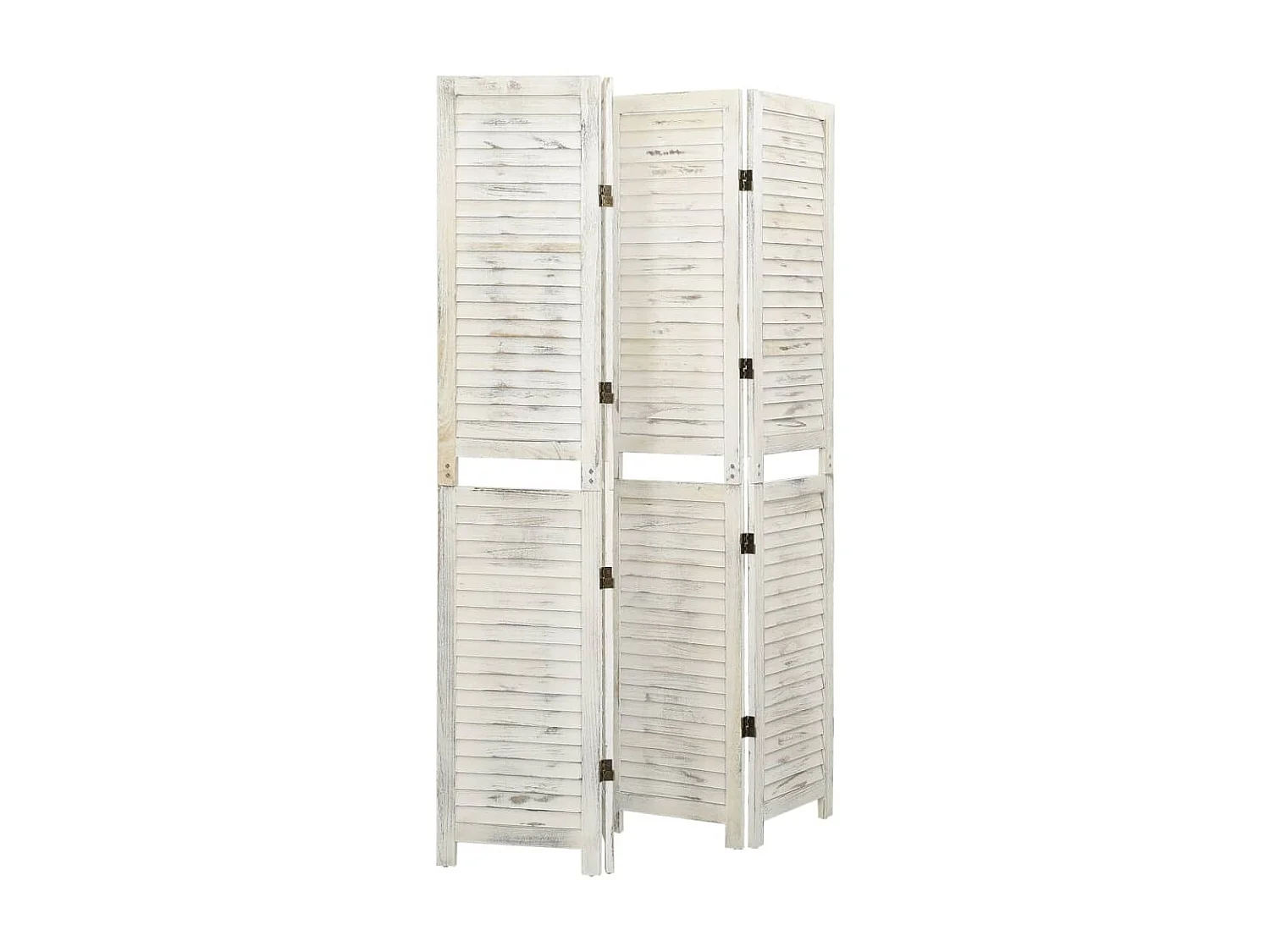 Cloison de séparation 4 panneaux Blanc antique 140x165 Bois