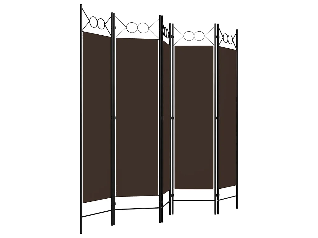 Cloison de séparation 5 panneaux Marron 200x180