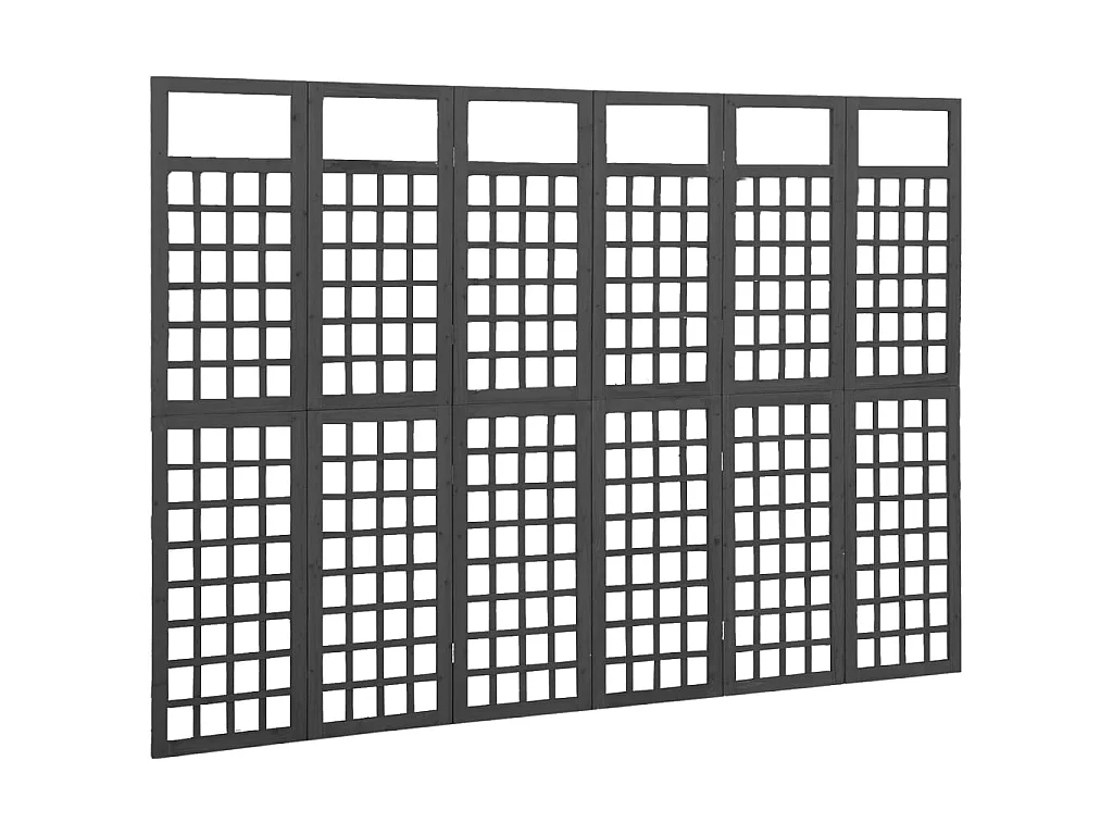 Cloison de séparation à 6 panneaux Bois de pin Noir 242,5x180