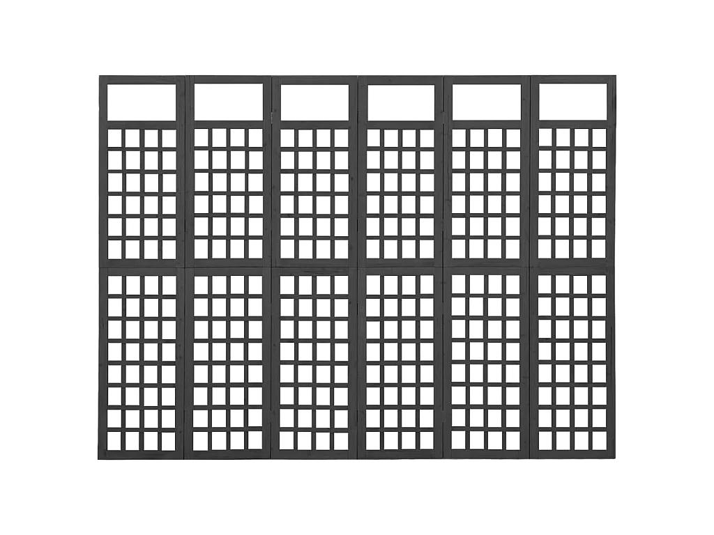 Cloison de séparation à 6 panneaux Bois de pin Noir 242,5x180