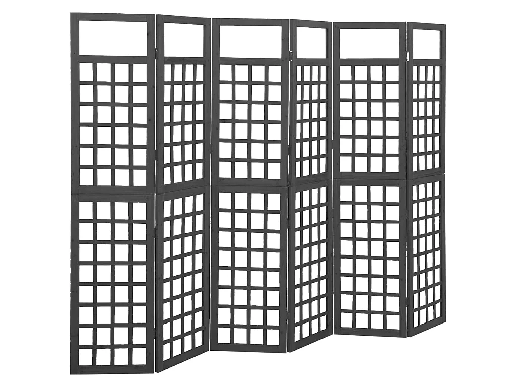 Cloison de séparation à 6 panneaux Bois de pin Noir 242,5x180