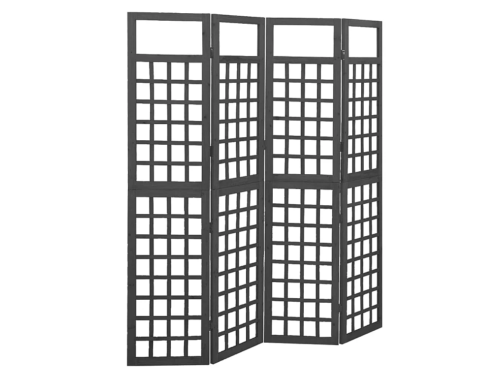 Cloison de séparation à 4 panneaux Bois de pin Noir 161x180