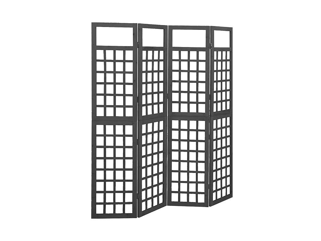 Cloison de séparation à 4 panneaux Bois de pin Noir 161x180