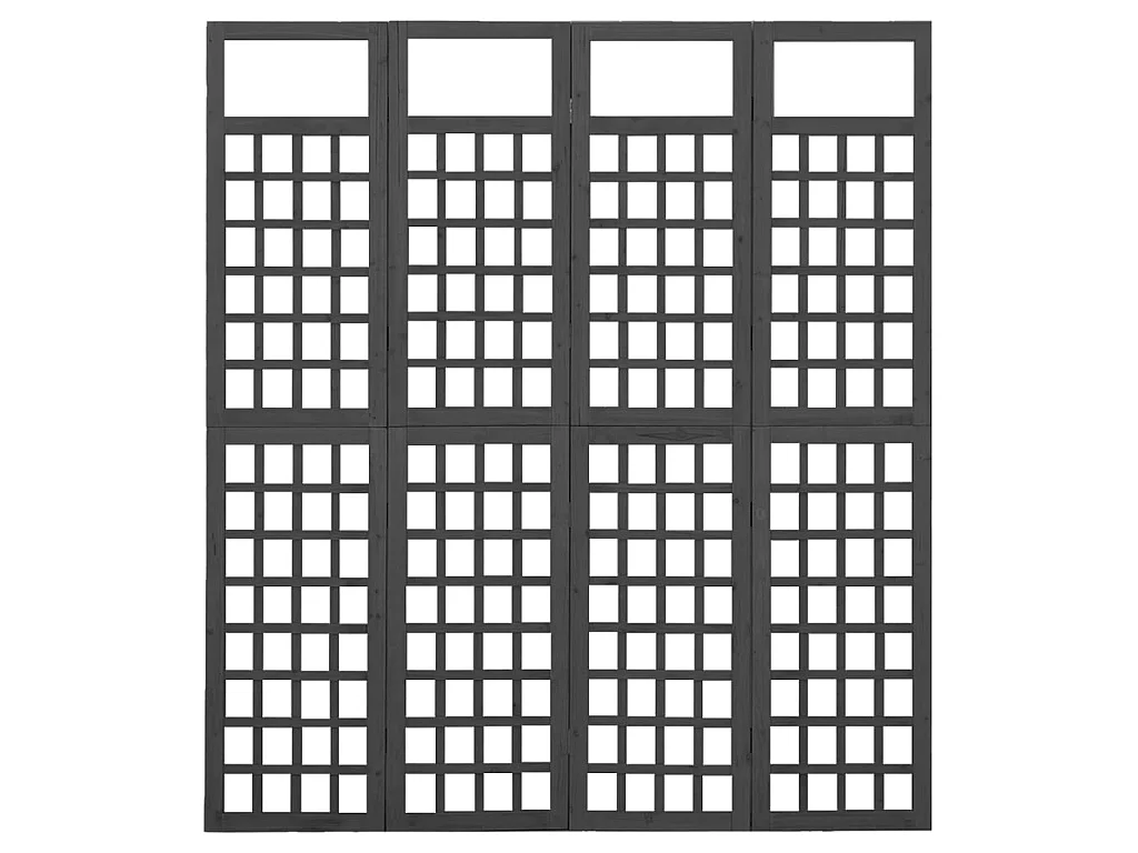 Cloison de séparation à 4 panneaux Bois de pin Noir 161x180