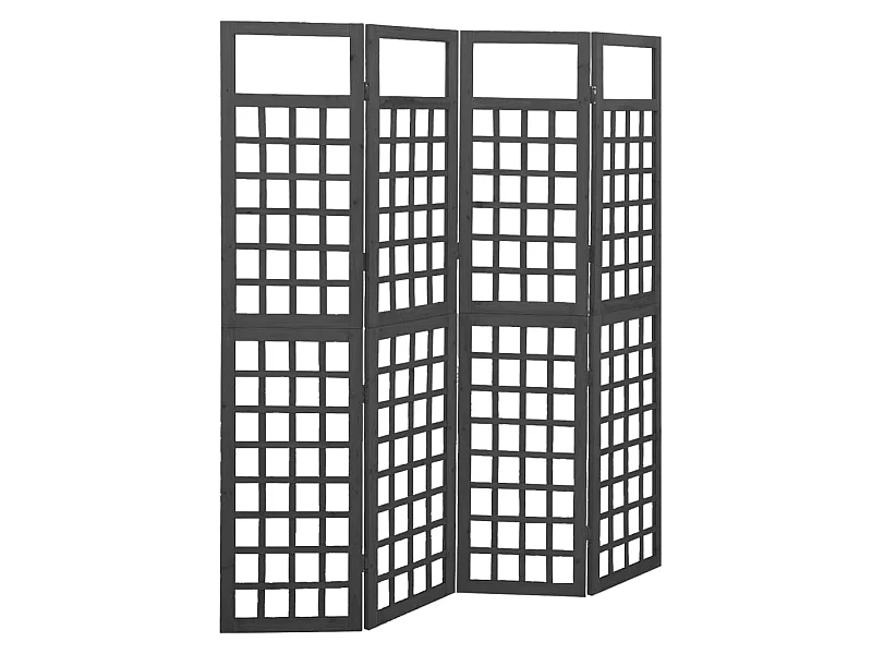 Cloison de séparation à 4 panneaux Bois de pin Noir 161x180