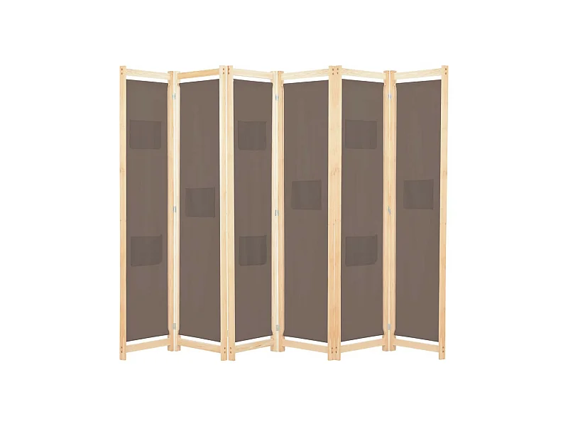 Cloison de séparation 6 panneaux Marron 240 x 170x4 Tissu