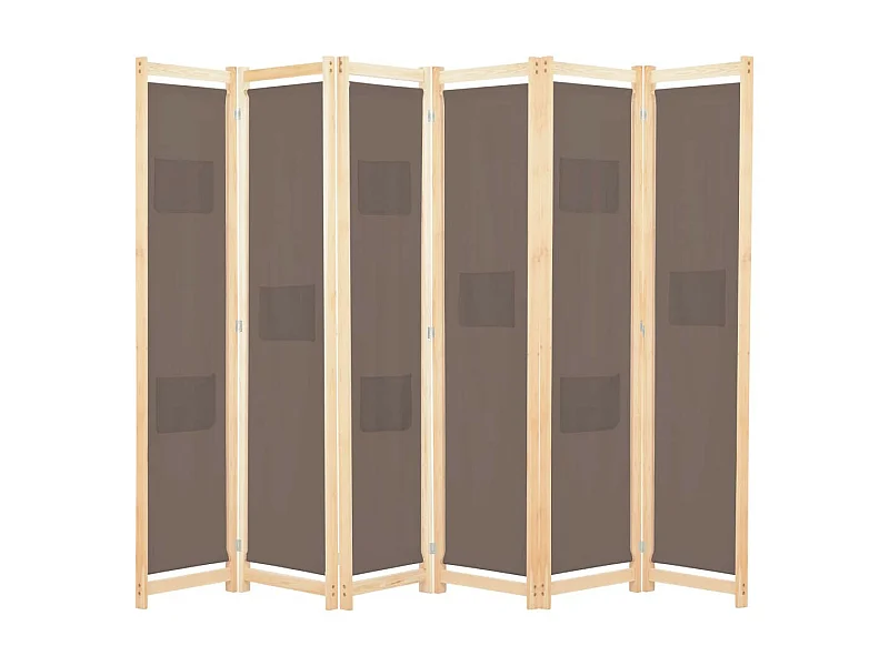 Cloison de séparation 6 panneaux Marron 240 x 170x4 Tissu