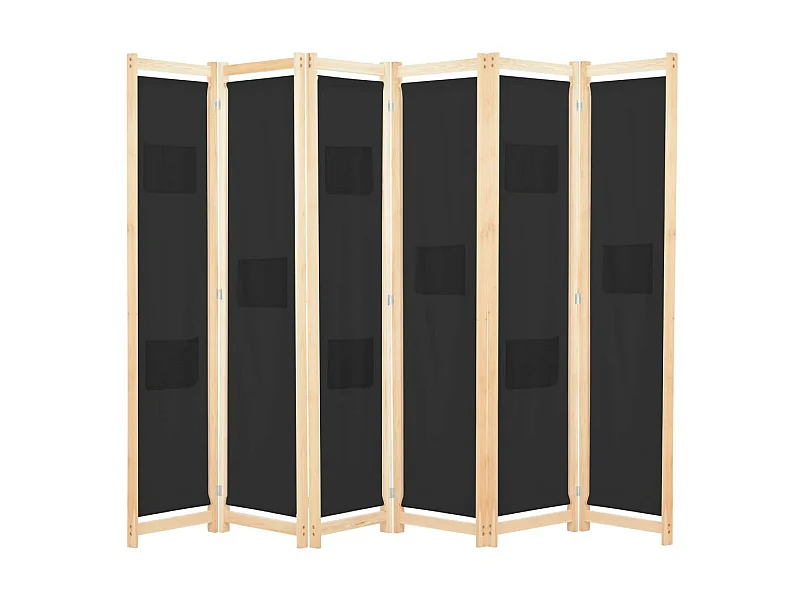 Cloison de séparation 6 panneaux Noir 240 x 170x4 Tissu