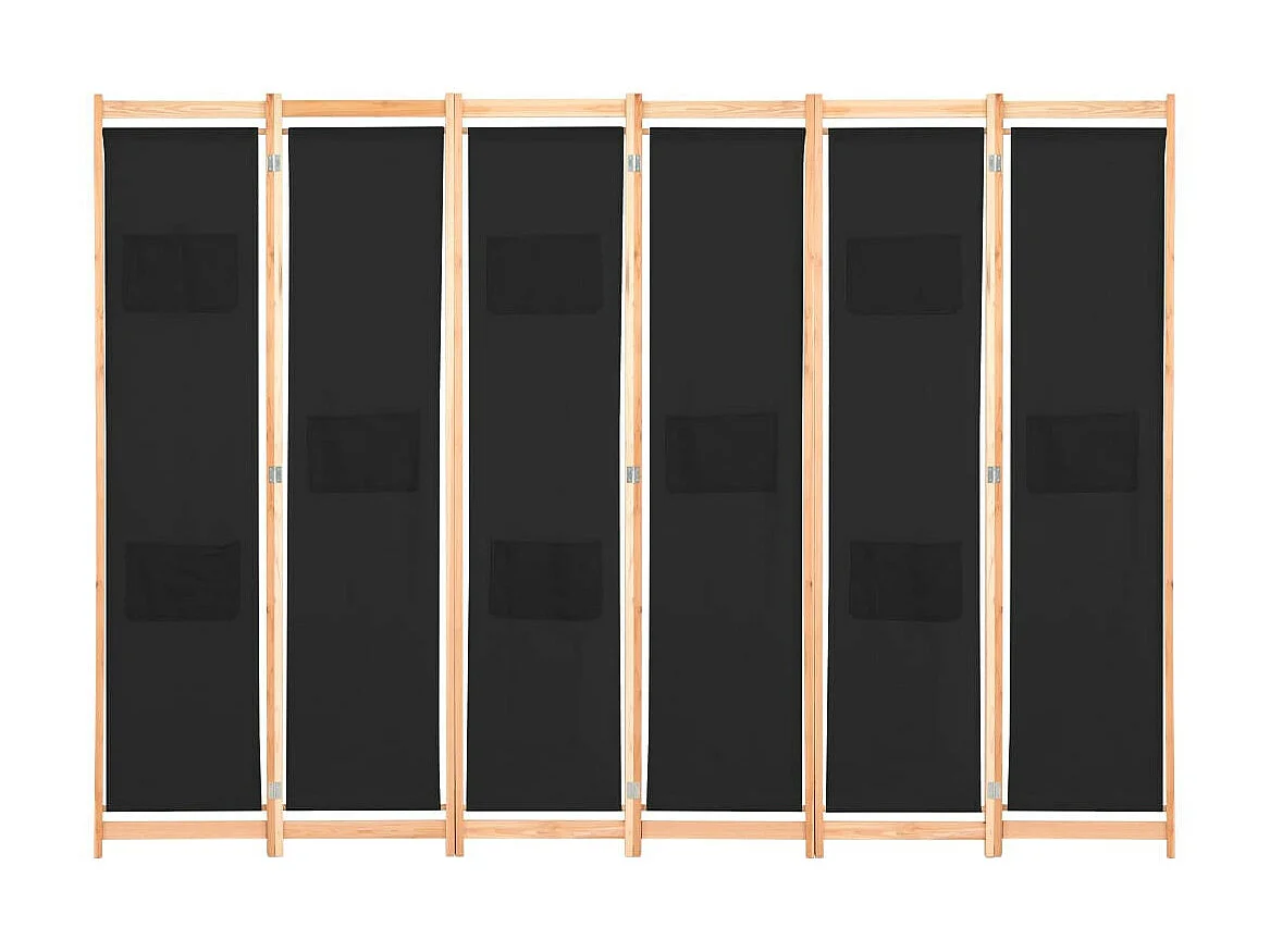 Cloison de séparation 6 panneaux Noir 240 x 170x4 Tissu