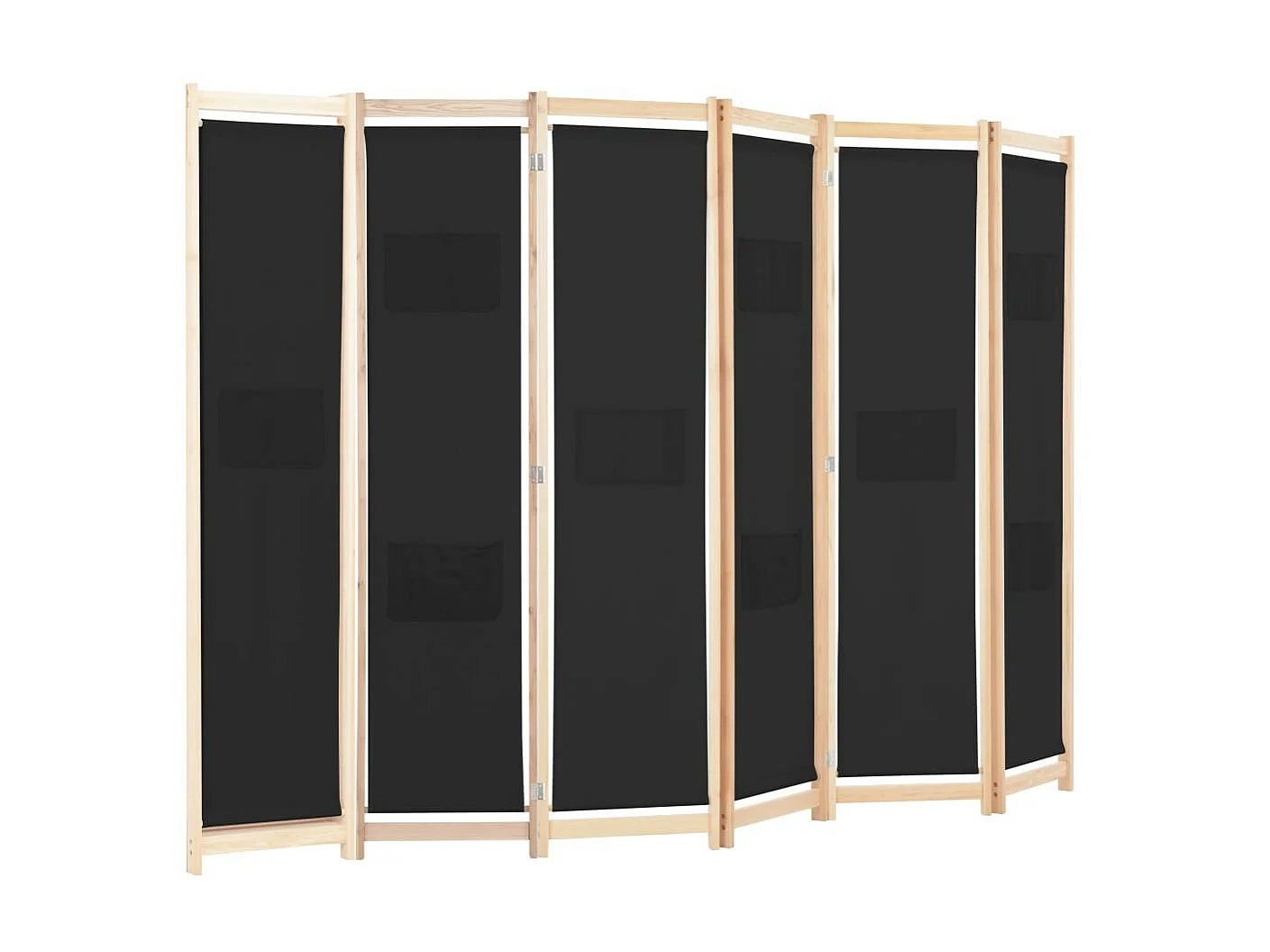Cloison de séparation 6 panneaux Noir 240 x 170x4 Tissu