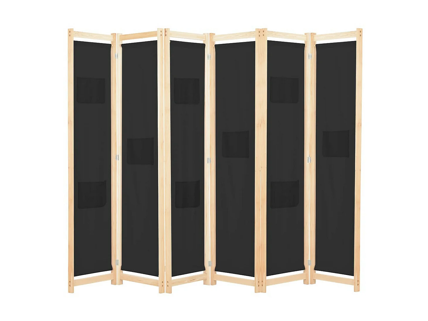 Cloison de séparation 6 panneaux Noir 240 x 170x4 Tissu