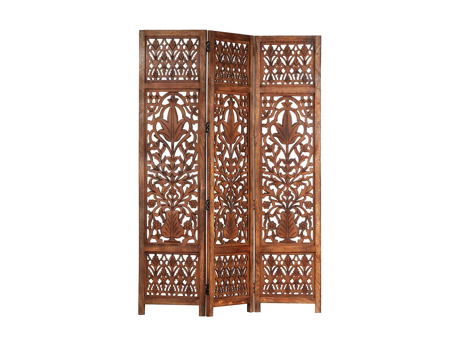 Cloison de séparation 3 panneaux Marron 120x165 Bois manguier 2