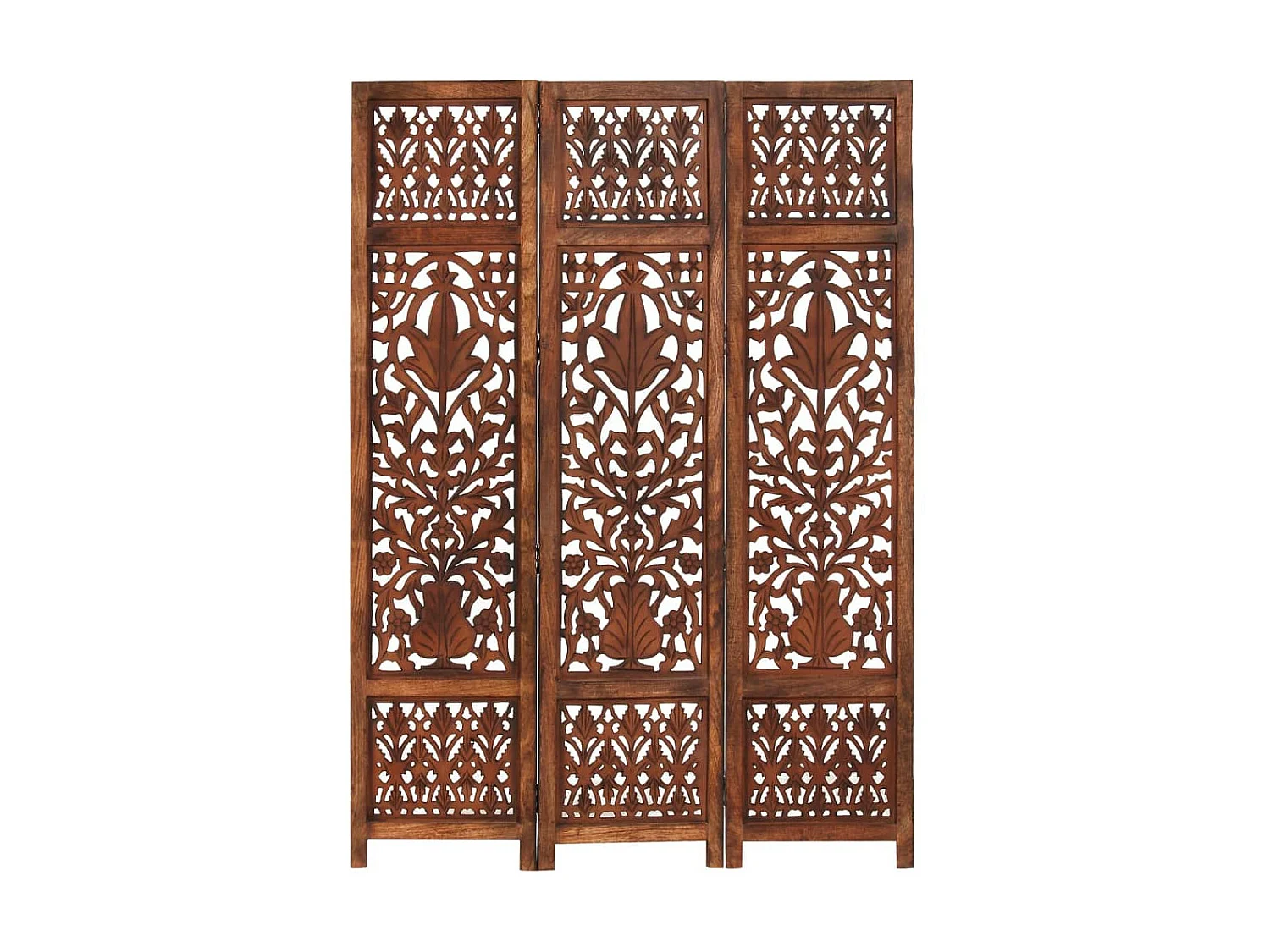 Cloison de séparation 3 panneaux Marron 120x165 Bois manguier 2