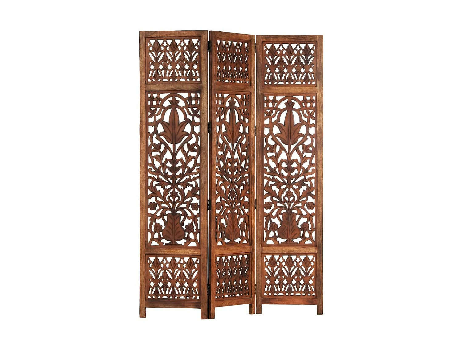 Cloison de séparation 3 panneaux Marron 120x165 Bois manguier 2