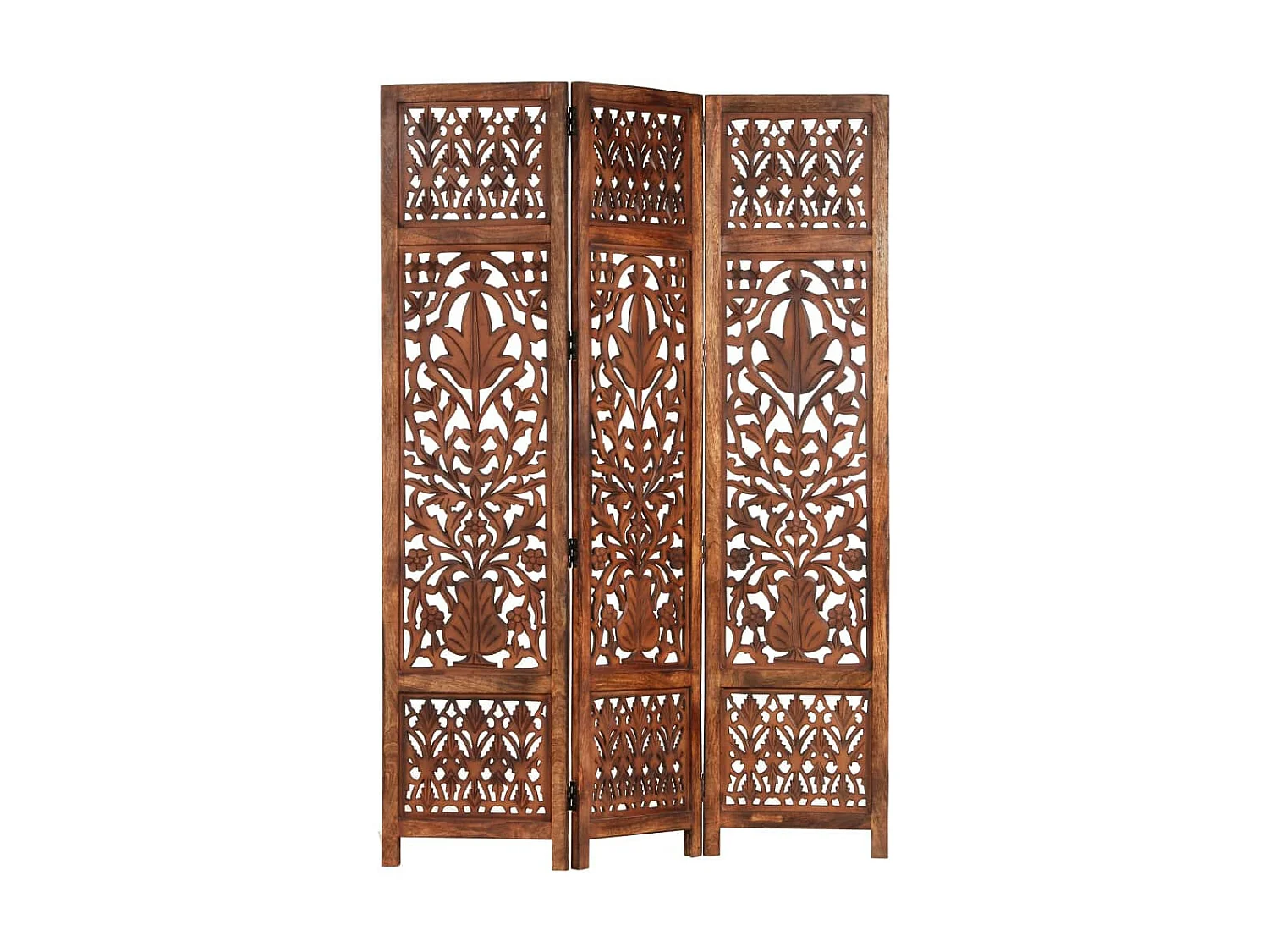 Cloison de séparation 3 panneaux Marron 120x165 Bois manguier 2