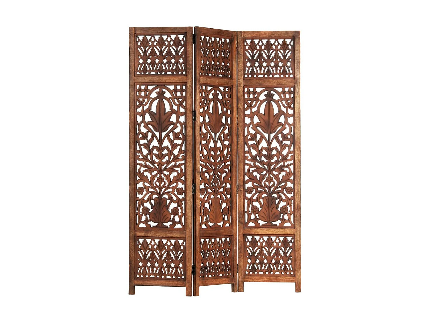 Cloison de séparation 3 panneaux Marron 120x165 Bois manguier 2