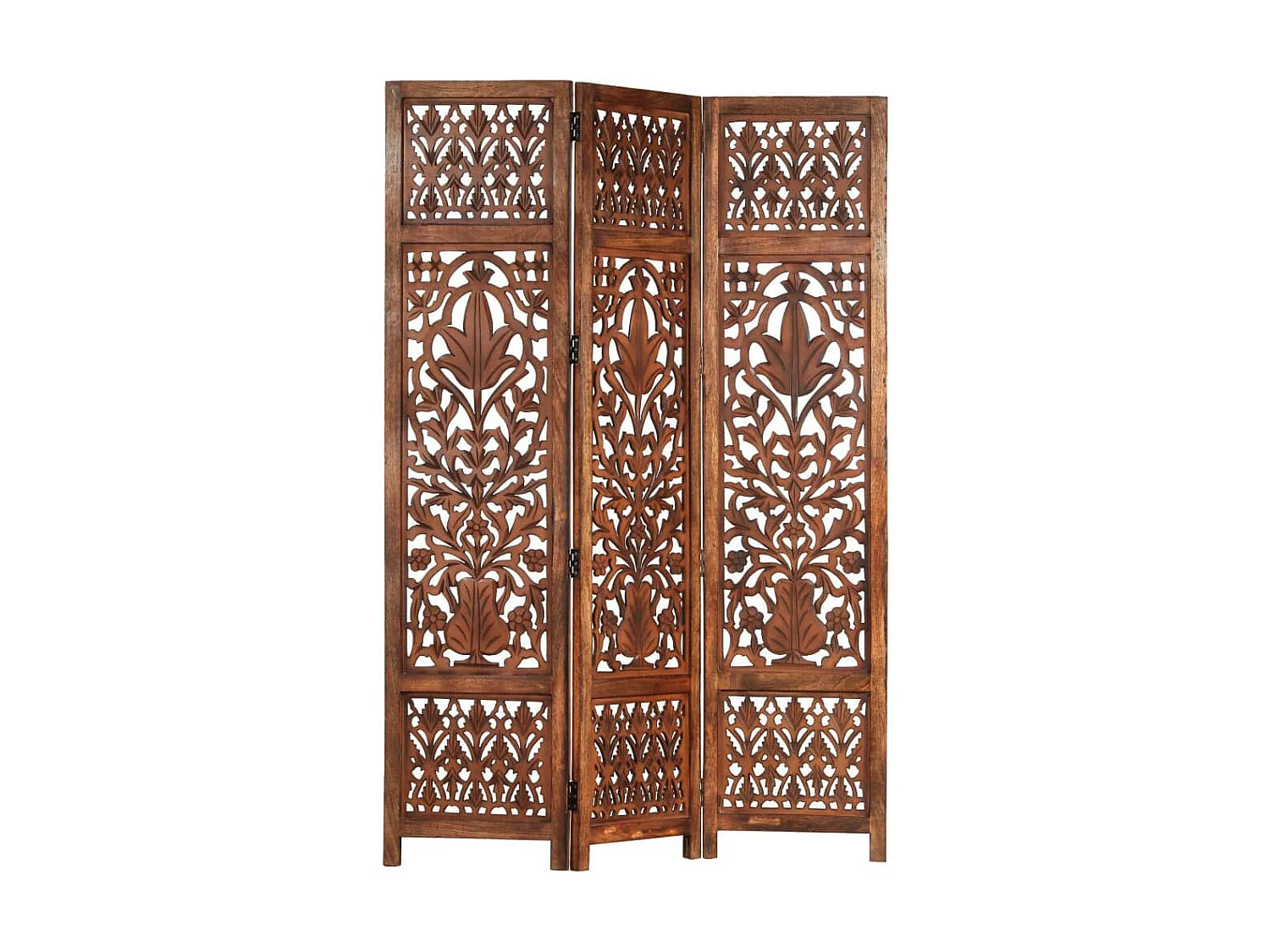 Cloison de séparation 3 panneaux Marron 120x165 Bois manguier 2