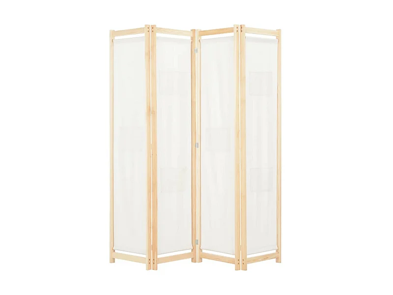 Cloison de séparation 4 panneaux Crème 160x170x4 Tissu