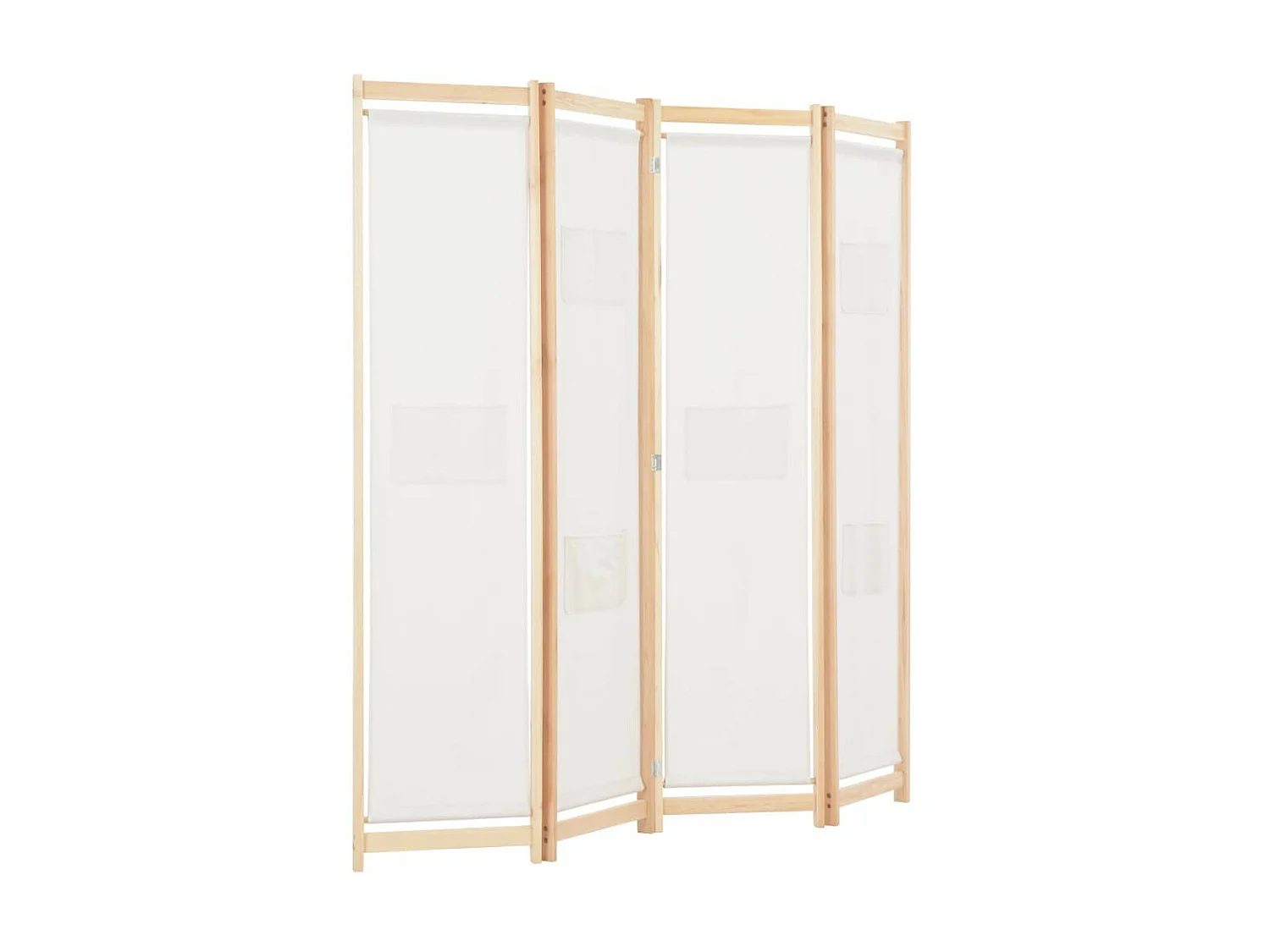 Cloison de séparation 4 panneaux Crème 160x170x4 Tissu