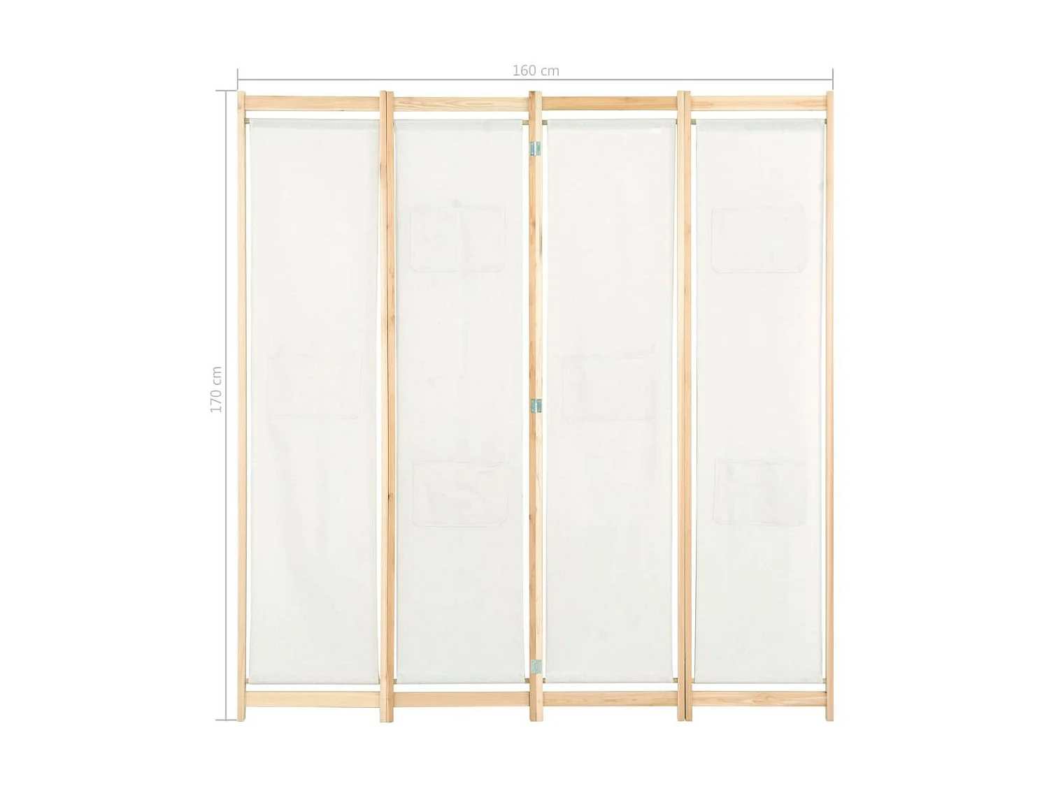 Cloison de séparation 4 panneaux Crème 160x170x4 Tissu