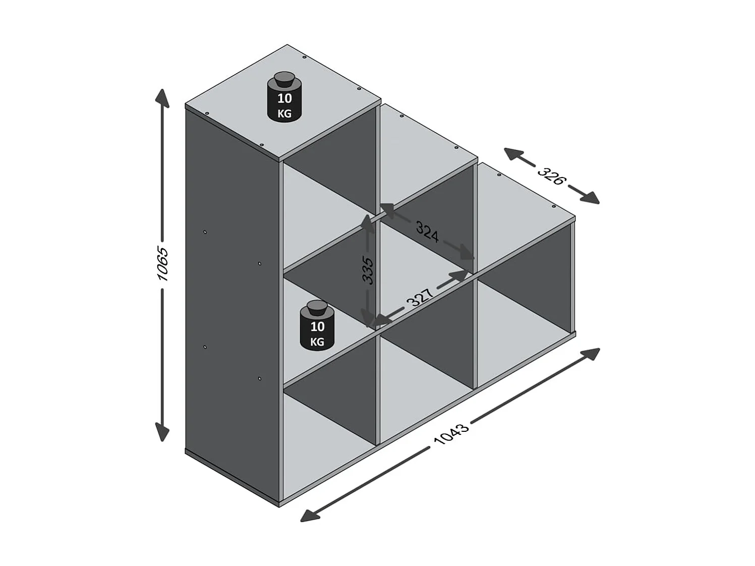 FMD Cloison de séparation avec 6 compartiments Gris béton 2