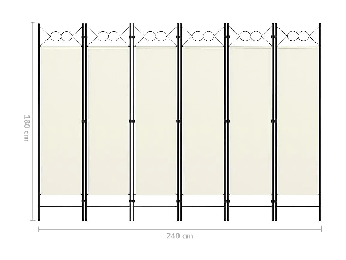 Cloison de séparation 6 panneaux Blanc crème 240x180