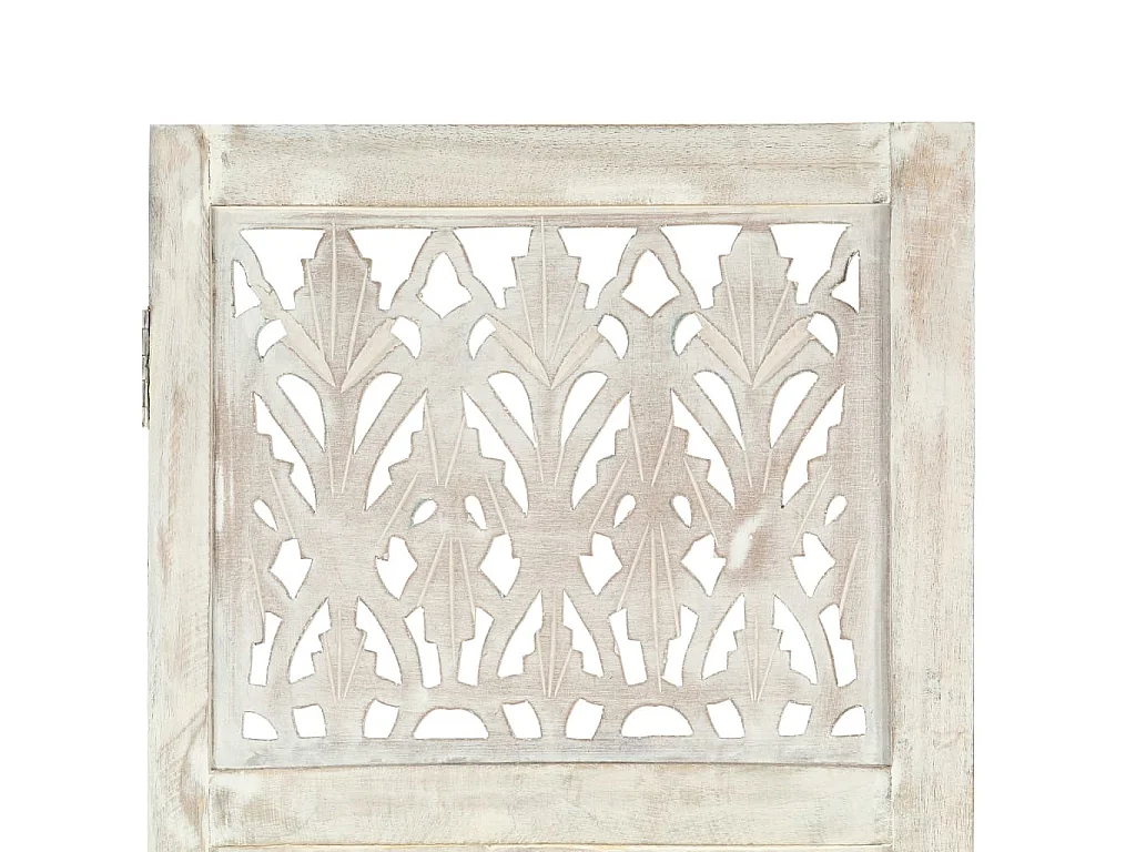 Cloison de séparation 3 panneaux Blanc 120x165 Bois manguier 2