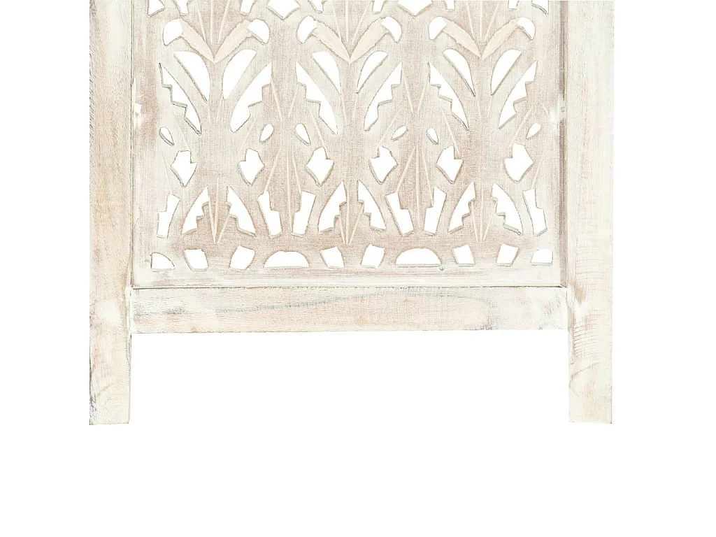 Cloison de séparation 3 panneaux Blanc 120x165 Bois manguier 2