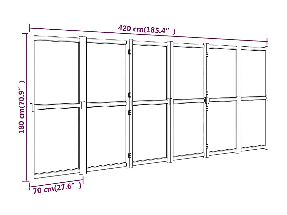 Cloison de séparation 6 panneaux Noir 420x180
