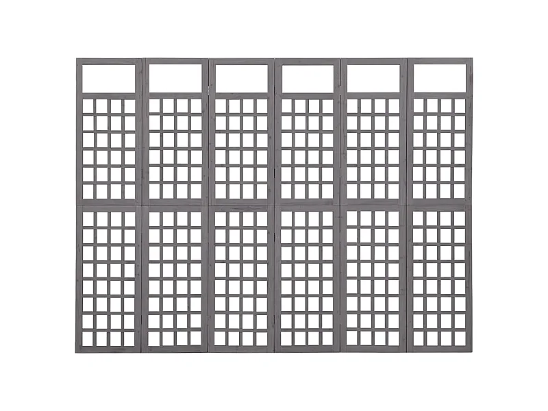 Cloison de séparation à 6 panneaux Bois de pin Gris 242,5x180