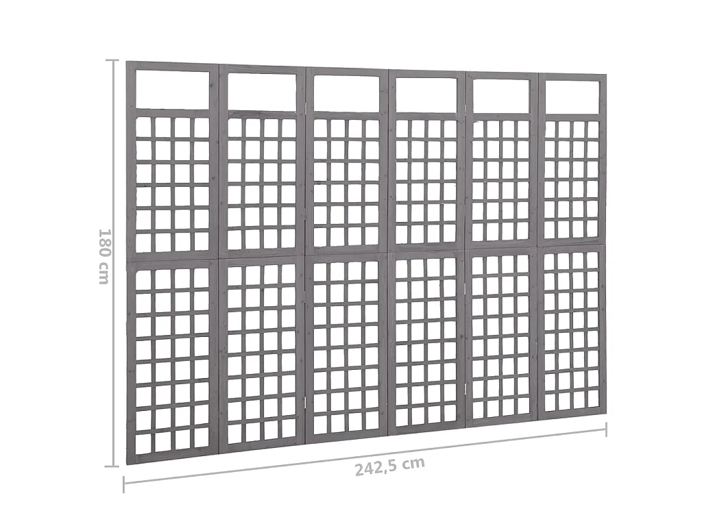 Cloison de séparation à 6 panneaux Bois de pin Gris 242,5x180