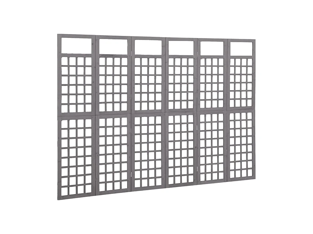 Cloison de séparation à 6 panneaux Bois de pin Gris 242,5x180
