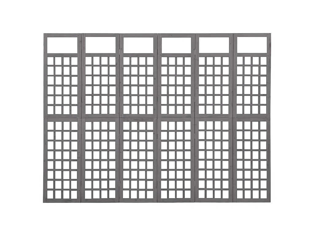 Cloison de séparation à 6 panneaux Bois de pin Gris 242,5x180