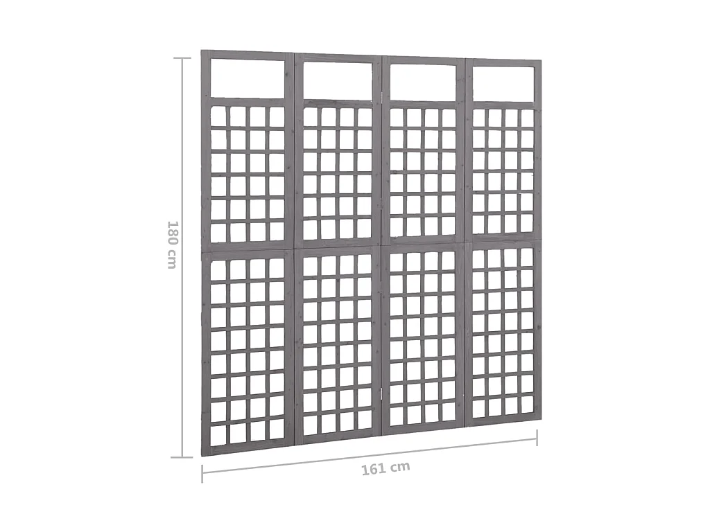 Cloison de séparation à 4 panneaux Bois de pin solide 161x180 2