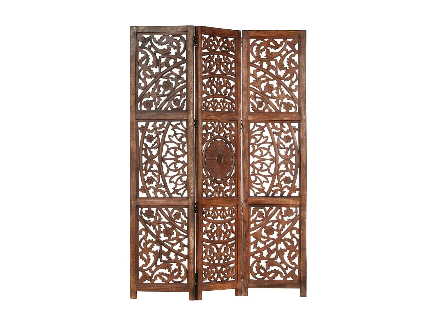 Cloison de séparation 3 panneaux Marron 120x165 Bois manguier 3