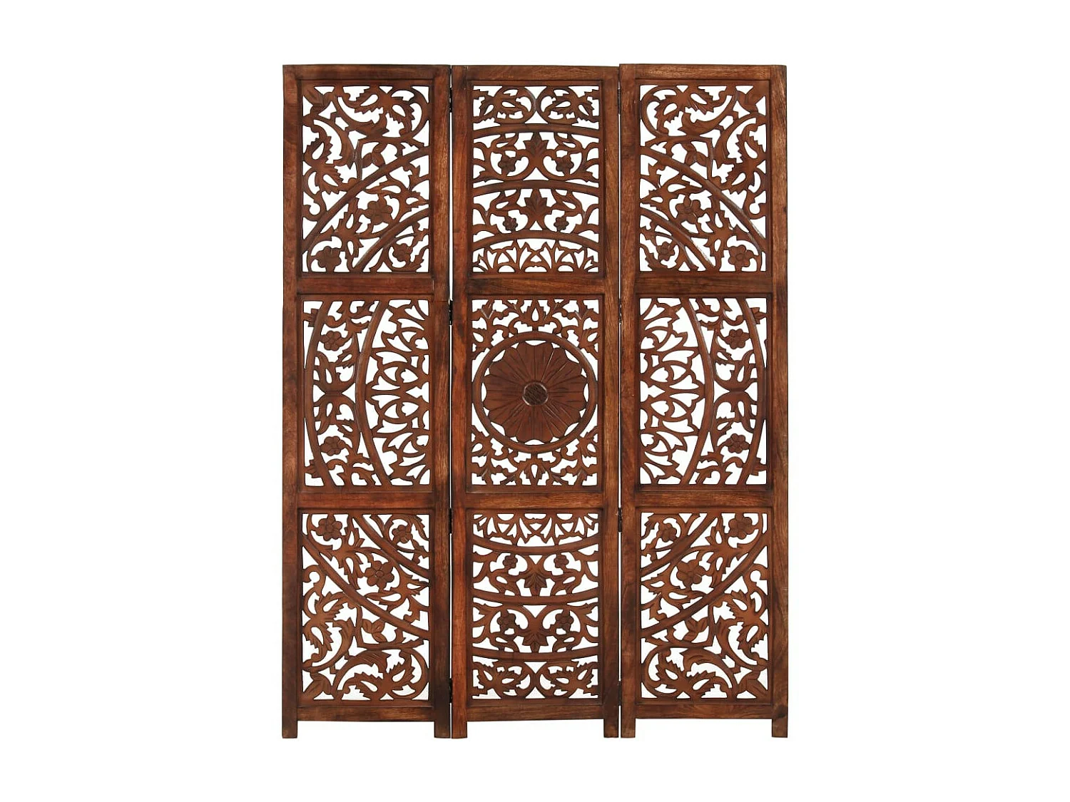 Cloison de séparation 3 panneaux Marron 120x165 Bois manguier 3