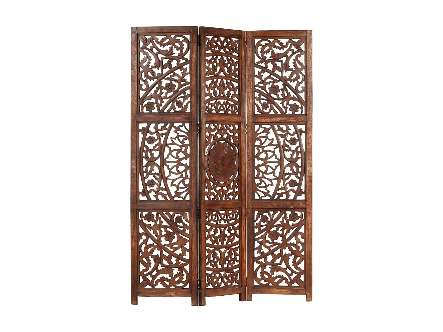 Cloison de séparation 3 panneaux Marron 120x165 Bois manguier 3