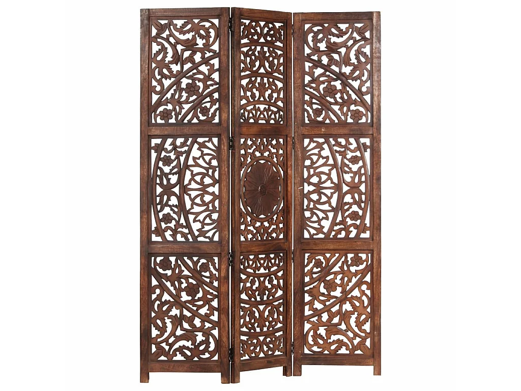 Cloison de séparation 3 panneaux Marron 120x165 Bois manguier 3