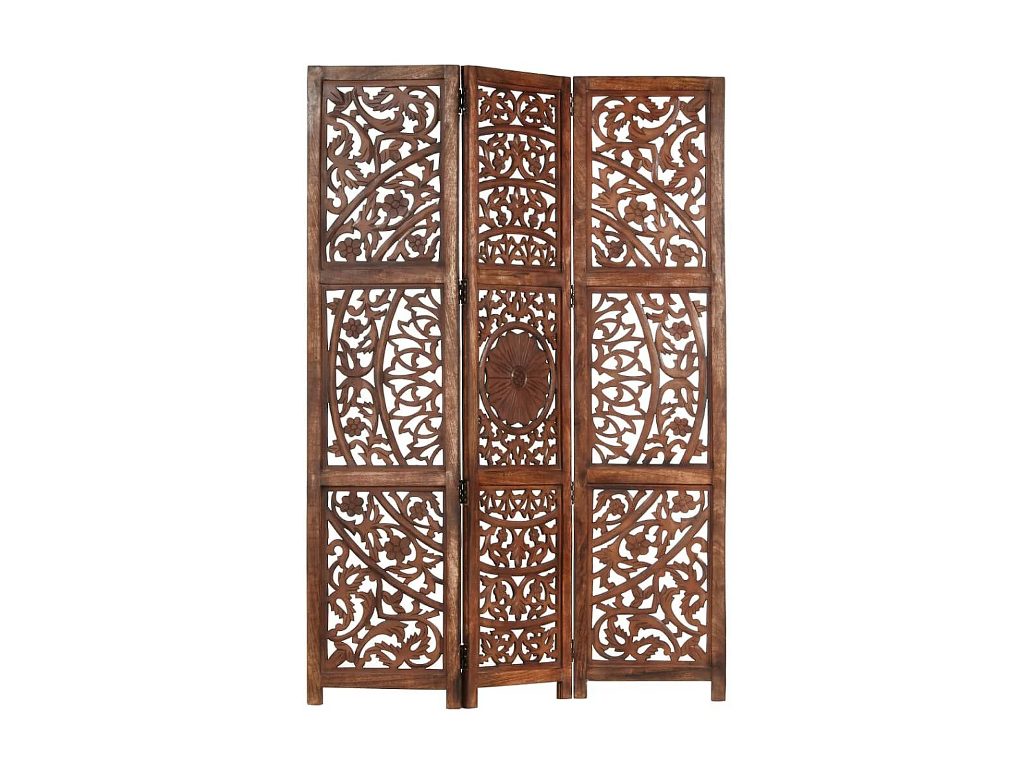 Cloison de séparation 3 panneaux Marron 120x165 Bois manguier 3