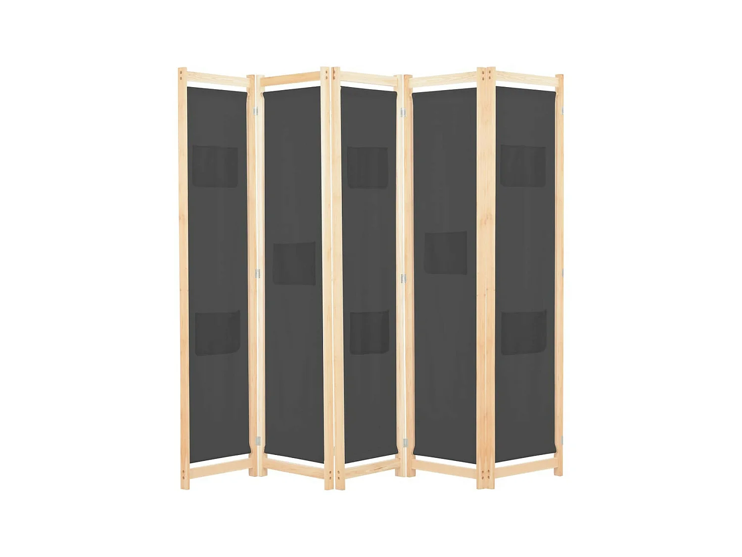 Cloison de séparation 5 panneaux Gris 200 x 170x4 Tissu