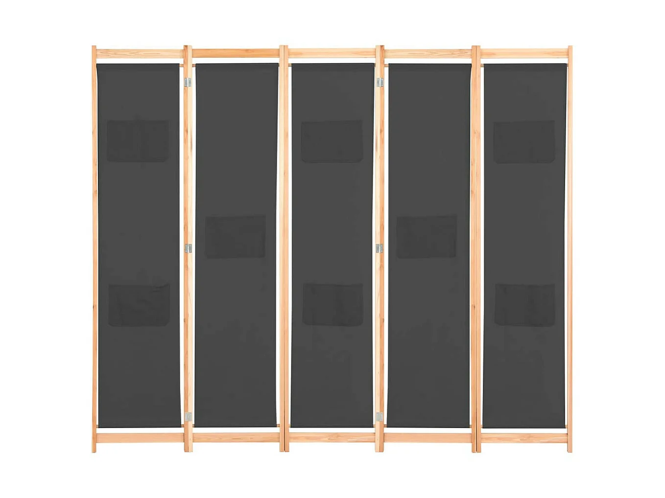 Cloison de séparation 5 panneaux Gris 200 x 170x4 Tissu