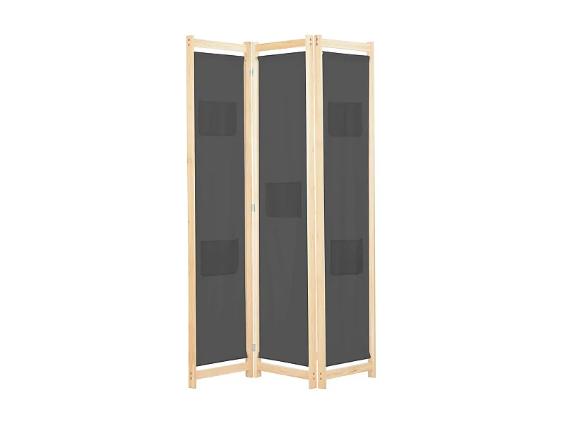 Cloison de séparation 3 panneaux Gris 120x170x4 Tissu