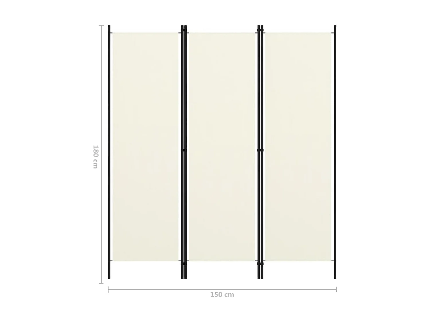 Cloison de séparation 3 panneaux Blanc crème 150x180