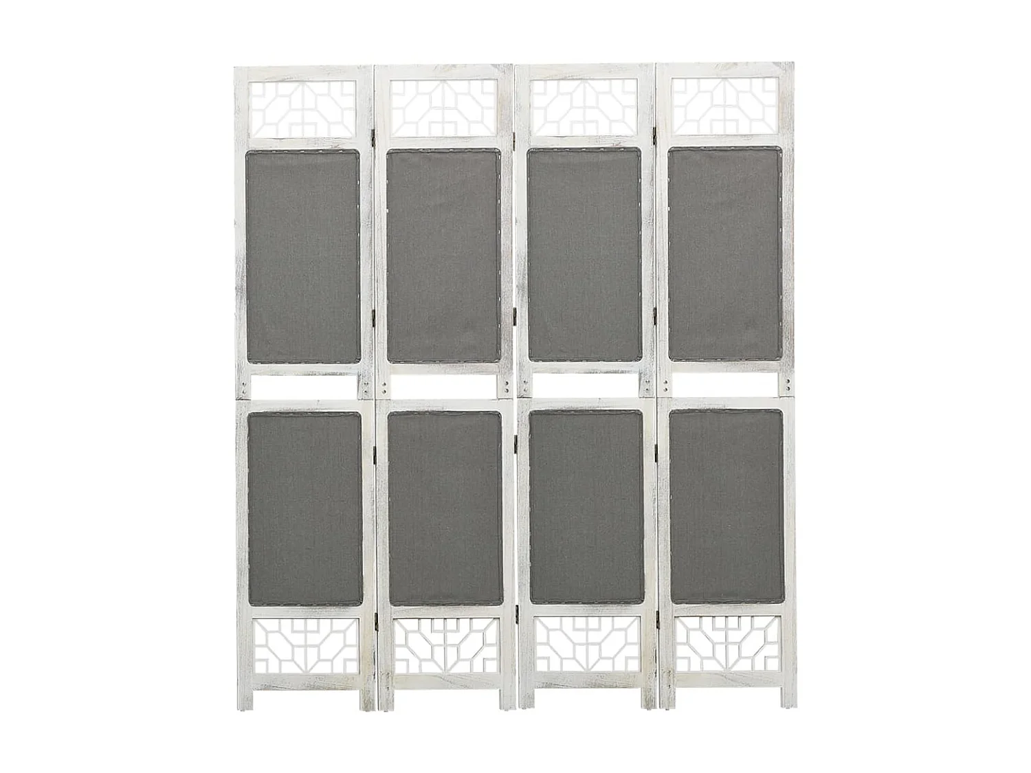 338555 4-Panel Room Divider Grey 140x165 Fabric